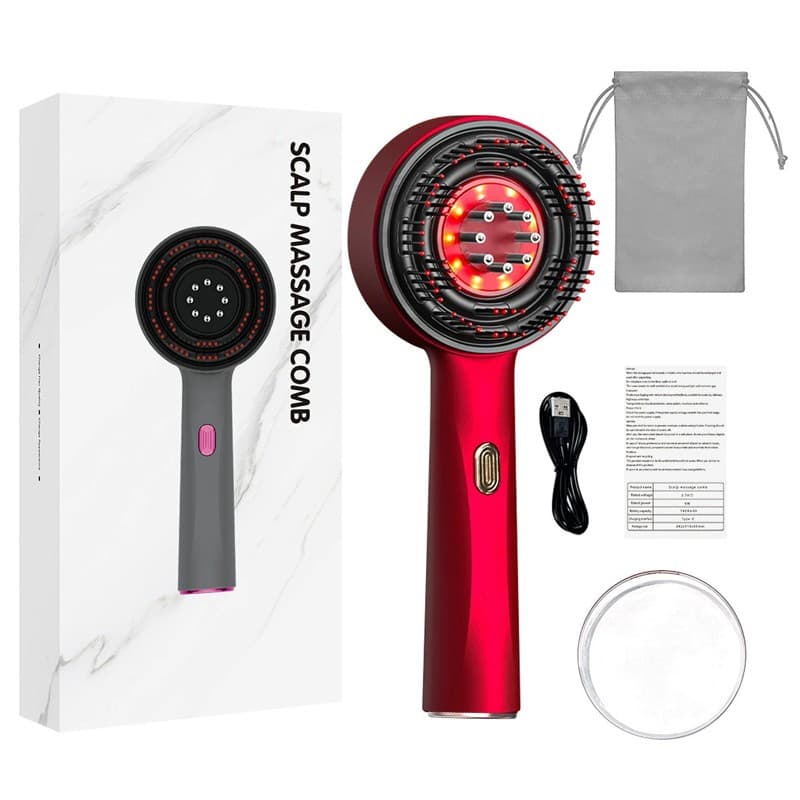 Peigne masseur cuir chevelu lumière rouge 630nm