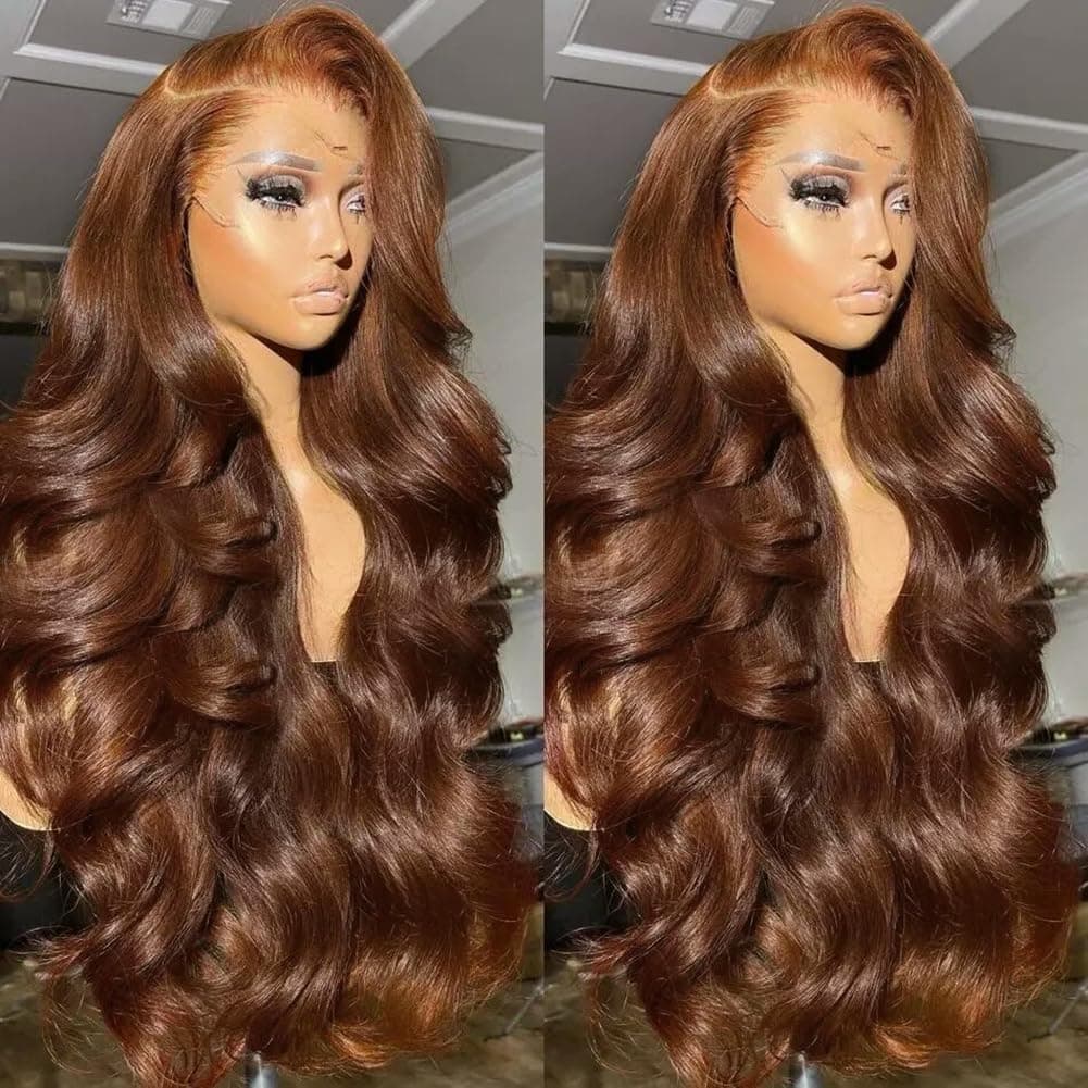 Perruque lace frontale 13x4 cheveux humains body wave chocolat