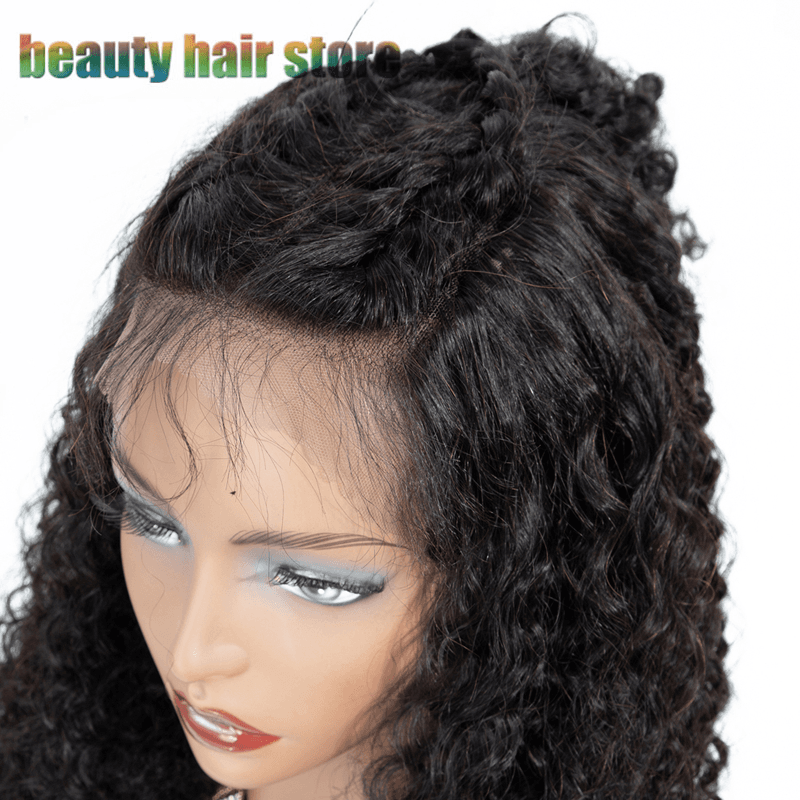 Perruque brésilienne kinky curly lace frontale cheveux humains