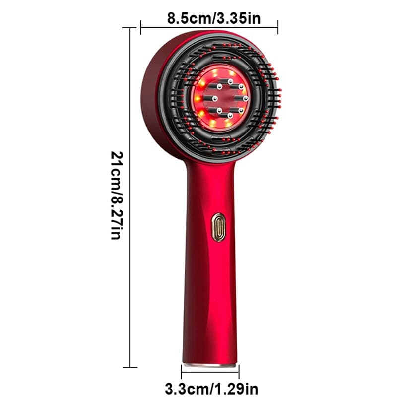 Peigne masseur cuir chevelu lumière rouge 630nm
