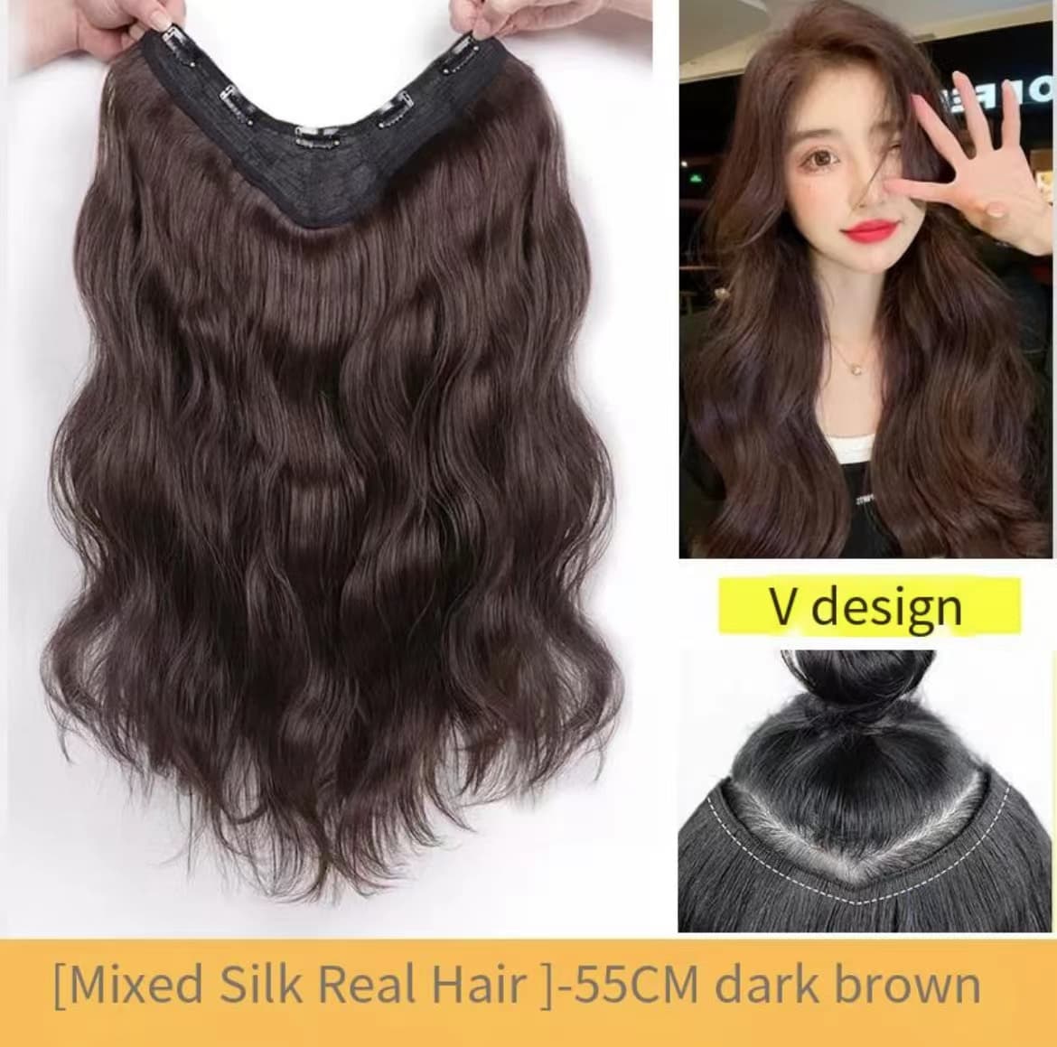 Topper extension bouclée cheveux humains 45 cm