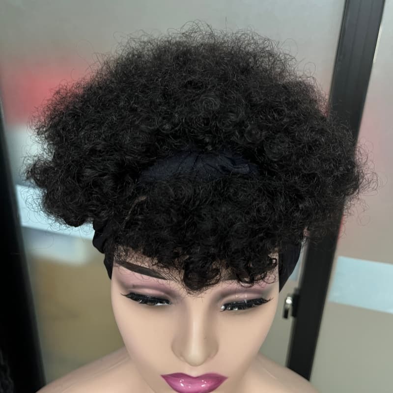 Perruque afro kinky curly avec bandeau intégré, glueless wear-and-go