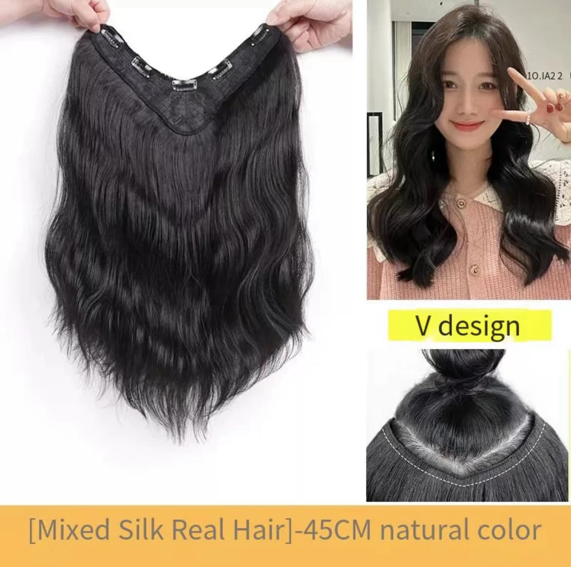 Topper extension bouclée cheveux humains 45 cm