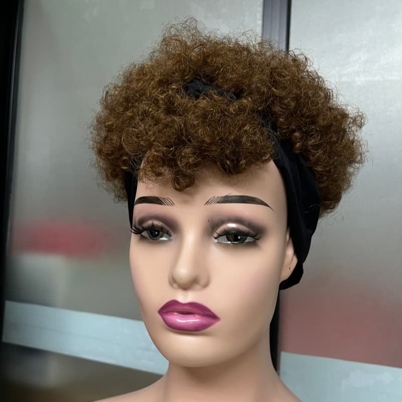 Perruque afro puff bandeau brun glueless