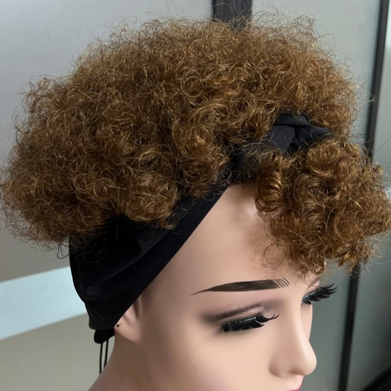 Perruque afro puff bandeau brun glueless