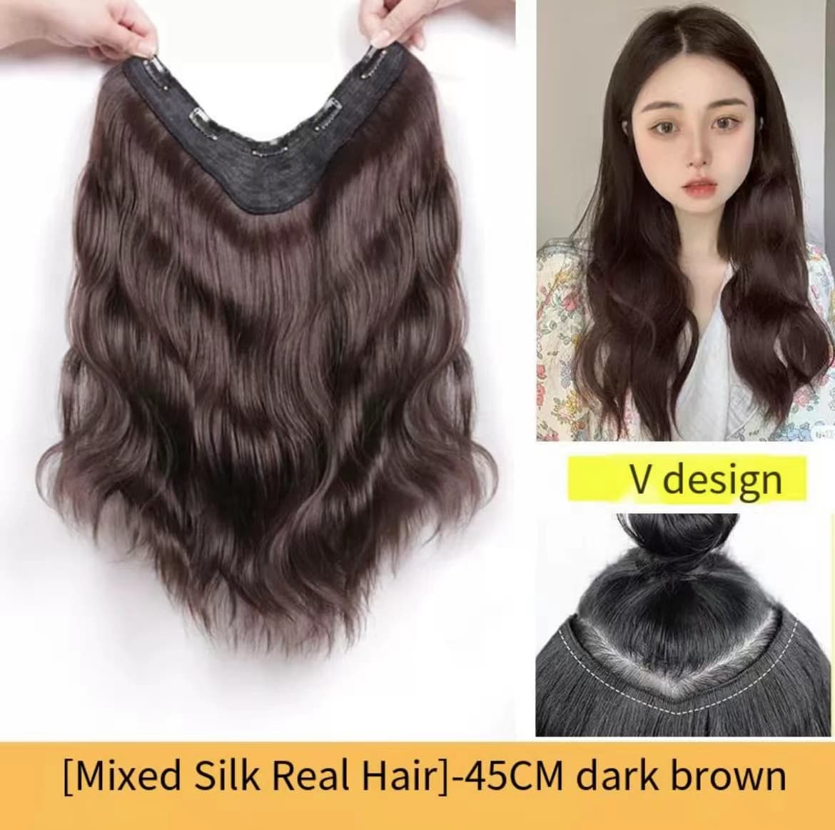 Topper extension bouclée cheveux humains 45 cm