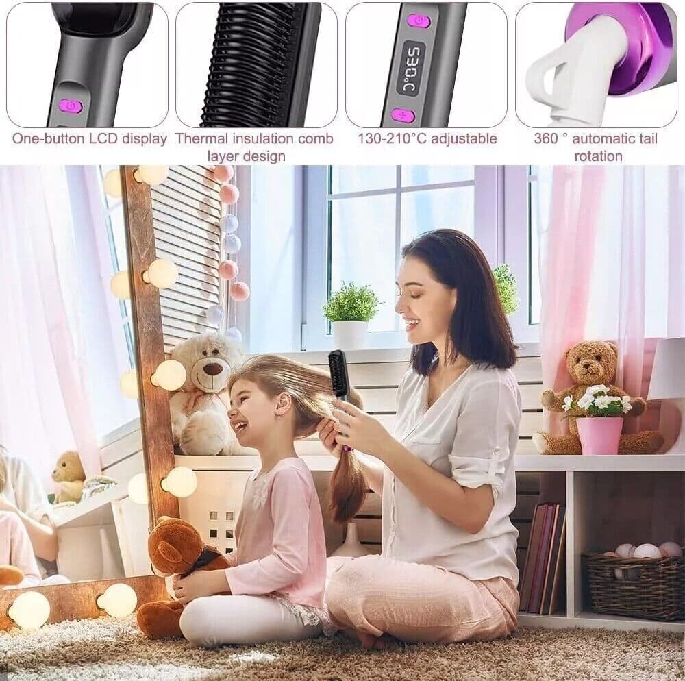 Brosse lissante 2-en-1 ions négatifs céramique