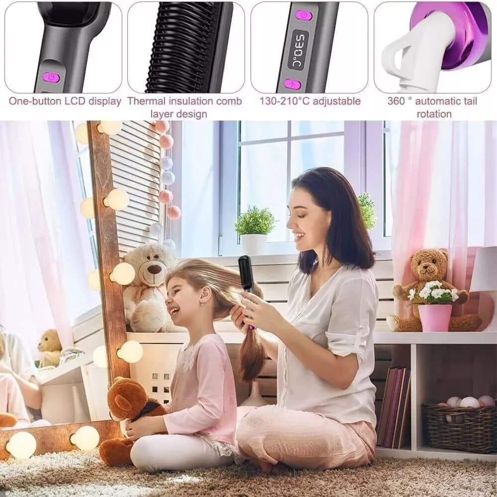 Brosse lissante 2-en-1 ions négatifs céramique