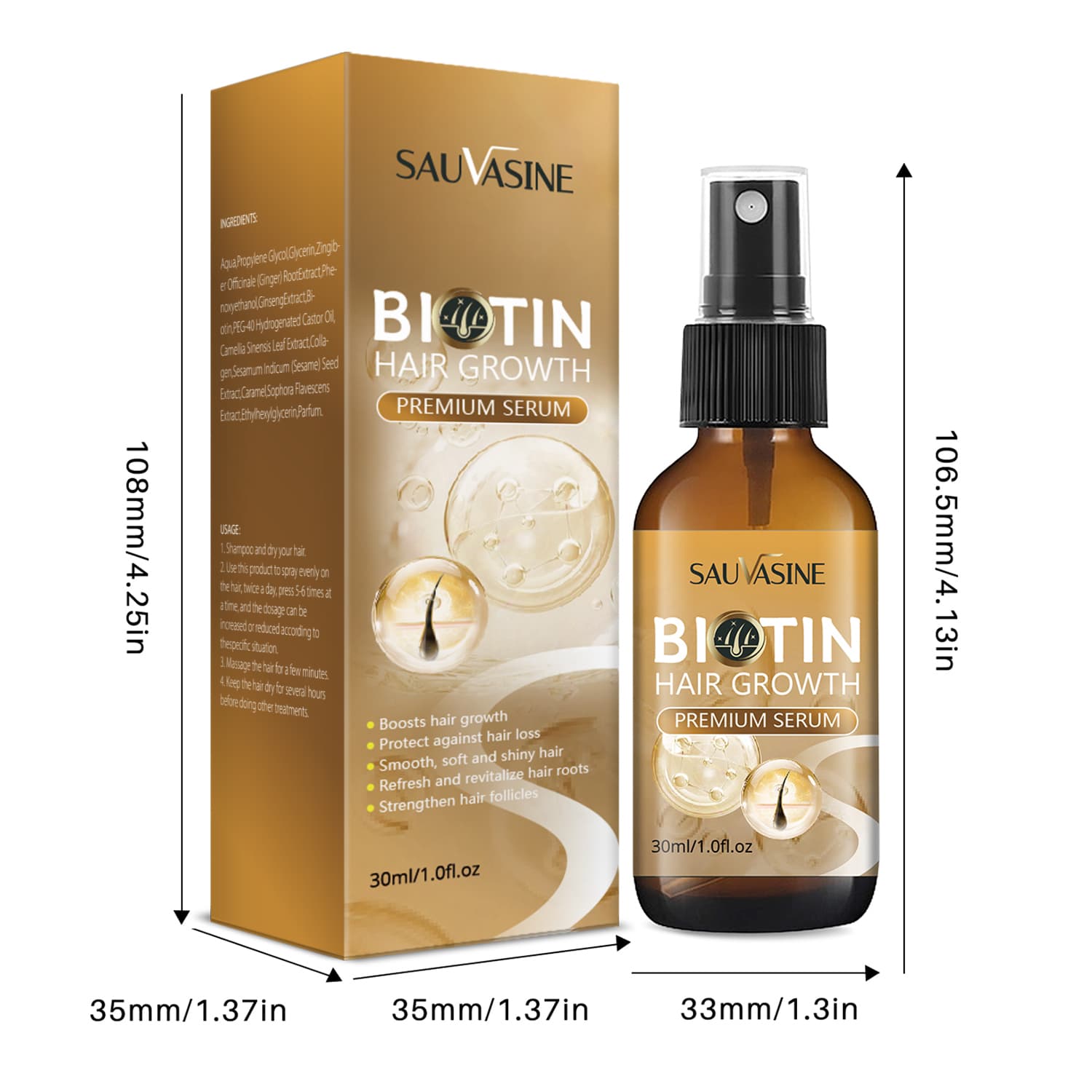 Spray à la biotine, soin quotidien cheveux fragilisés