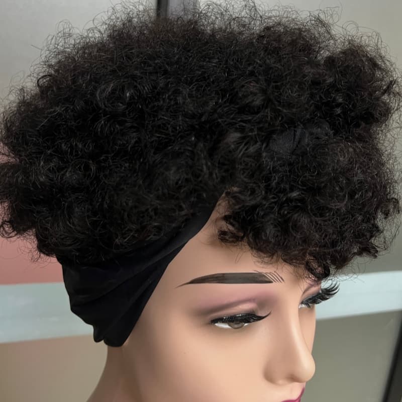 Perruque afro kinky curly avec bandeau intégré, glueless wear-and-go