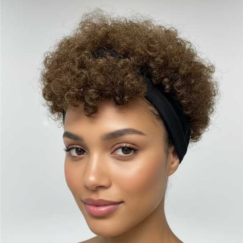 Perruque afro puff bandeau brun glueless