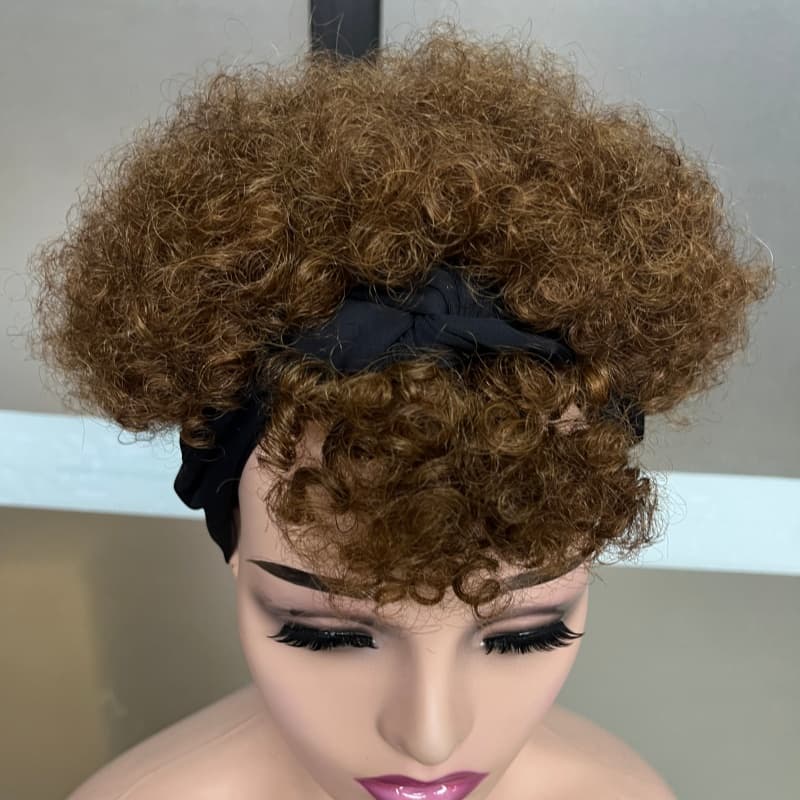 Perruque afro puff bandeau brun glueless