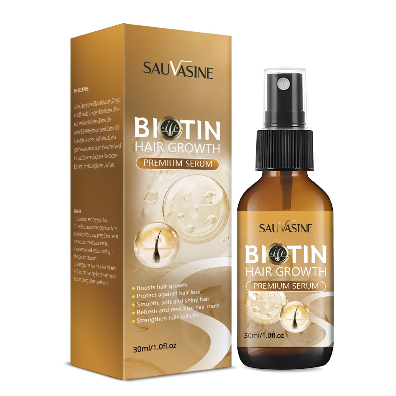 Spray à la biotine, soin quotidien cheveux fragilisés
