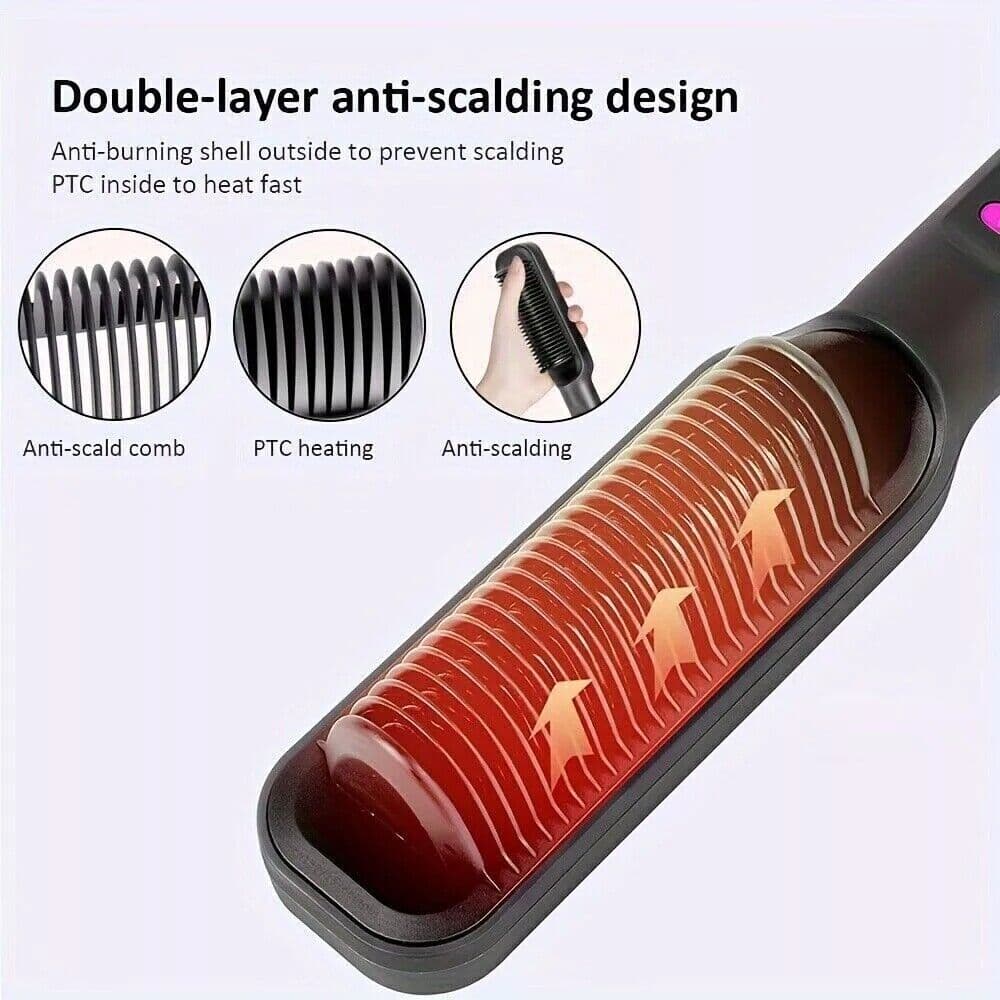 Brosse lissante 2-en-1 ions négatifs céramique