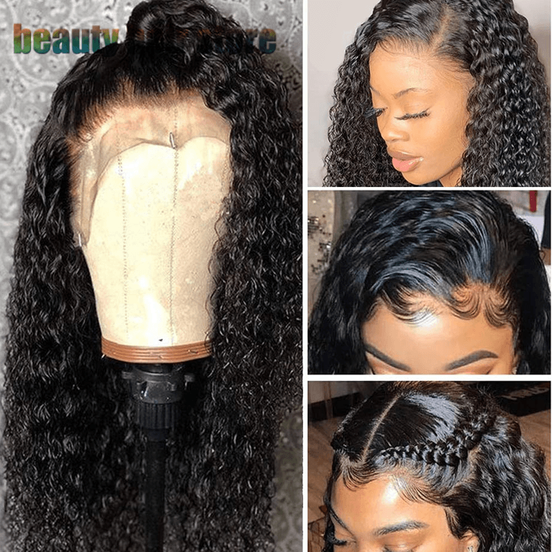 Perruque brésilienne kinky curly lace frontale cheveux humains
