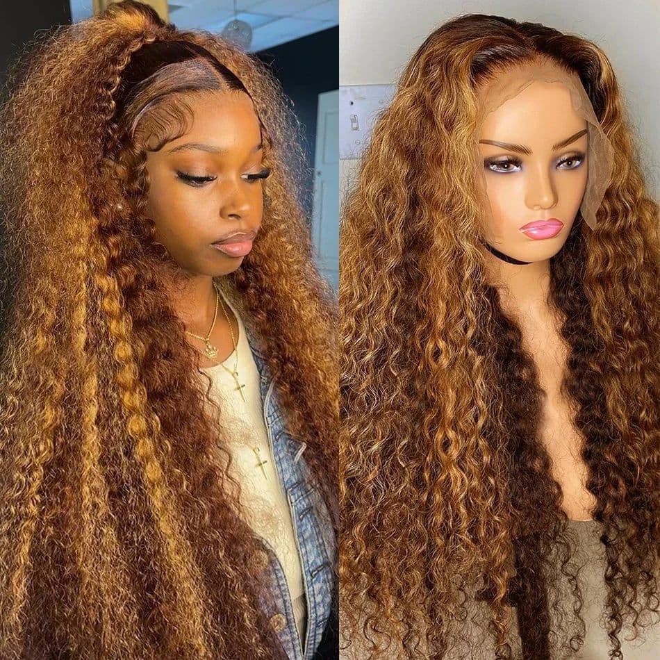 Perruque deep wave lace frontale 13x4 fibre thermique