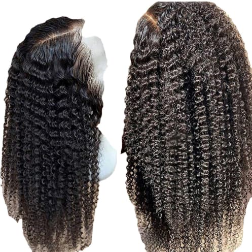 Perruque brésilienne kinky curly lace frontale cheveux humains
