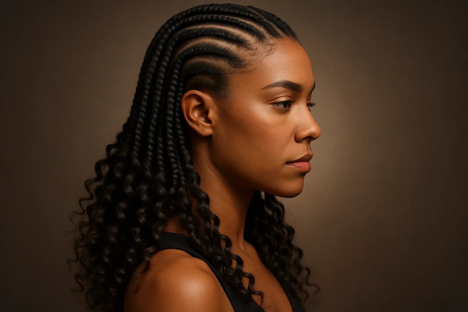 Box Braids avec des Curls à mi-longueur